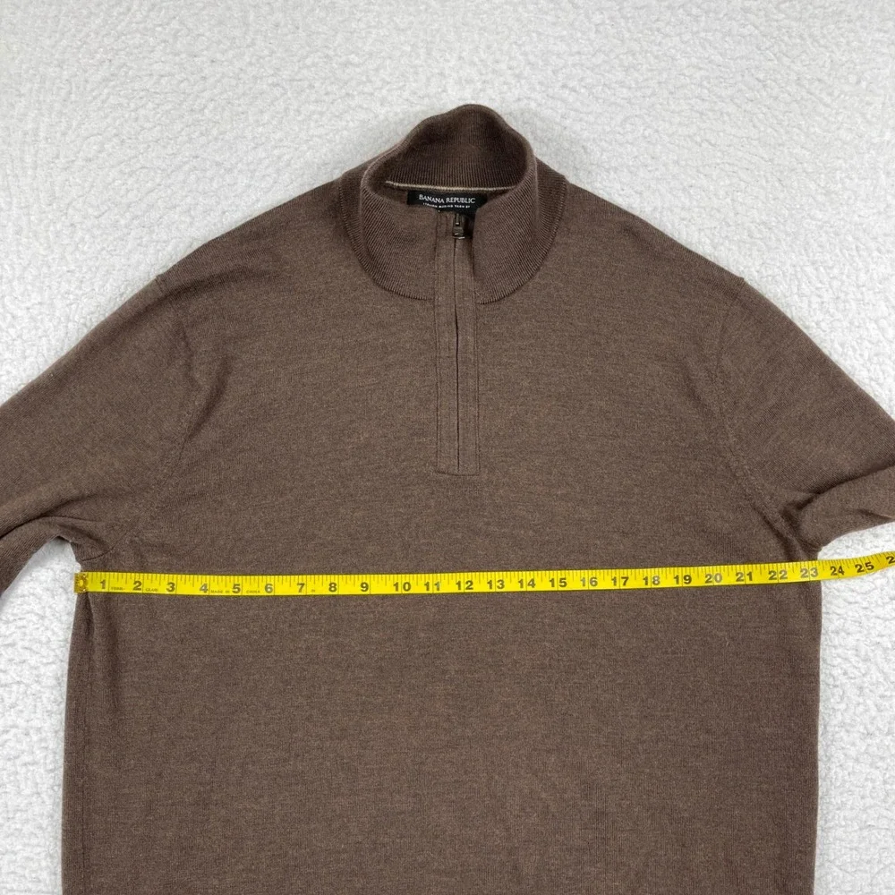 Banana Republic‎ Quarter Zip Mens XXL Brown Italian Merino Wool Baruffa Sweater